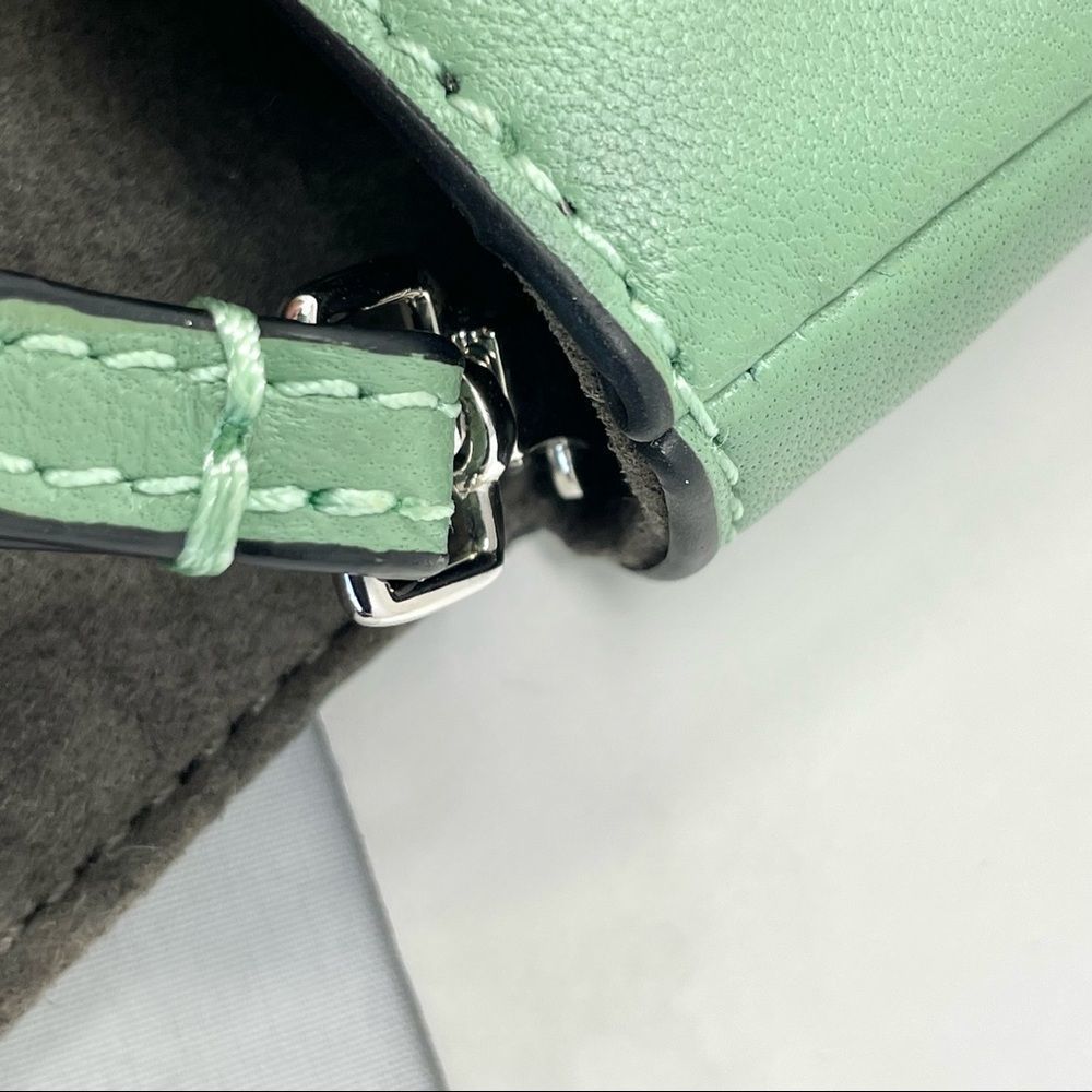 FENDI Monster Micro Baguette Mint Leather Crossbody Bag w/RFID - Picture 9 of 17